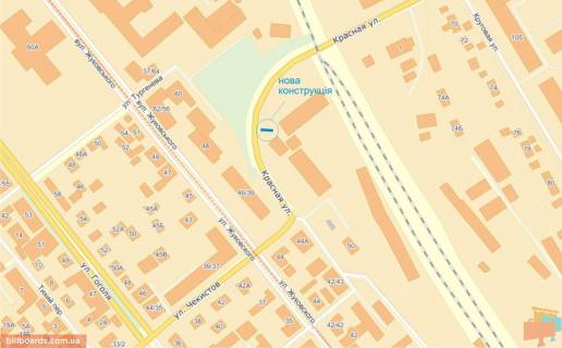 Билборд B в Запорожье, 3х6  вул. Червона/вул. Залізнична схема